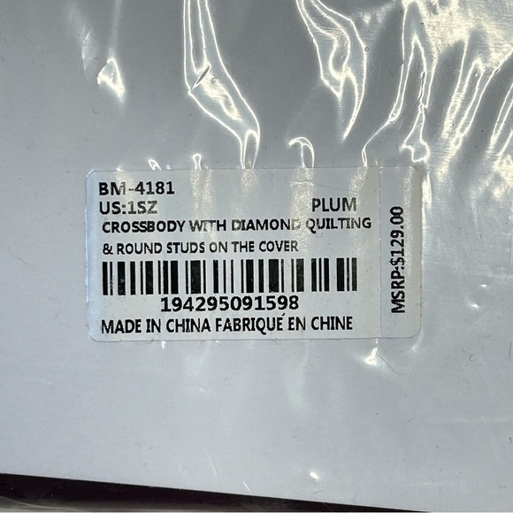 Badgley Mischka Plum Gold Quilted Crossbody Bag - Picture 14 of 14